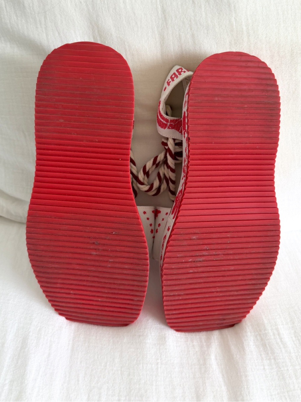 Farm Rio Red & White Embroidered Platform Sandal - Picture 8 of 8